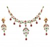 22ct Real Gold Asian/Indian/Pakistani Style Ruby and Emerald Necklace Set & Ring ROYAL COLLECTION